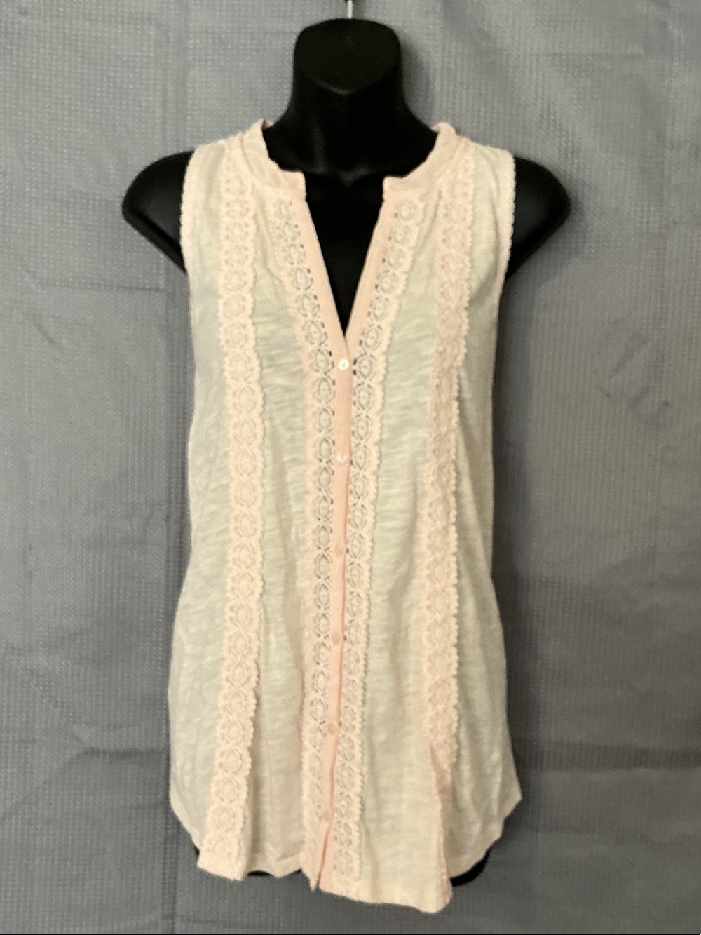 Anthropologie Light Pink Lace-Trim Sleeveless Camisole